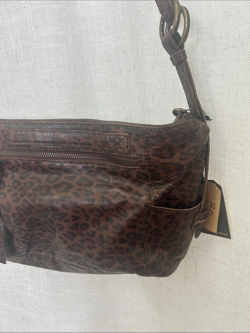 Frye And Company Brown Leopard Print Leather Crossbody Bag Brand New W/Tags